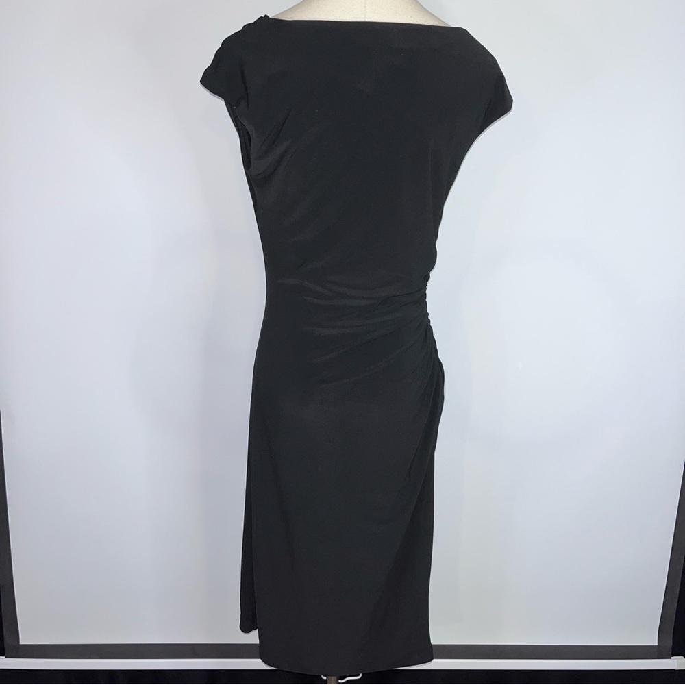 RONNI NICOLE Solid Black Cowl Neck Sheath Dress 6 LBD - Picture 7 of 11